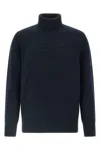 Givenchy Turtleneck Sweater In Cotton With Paris Embroidery Clothing In Blue