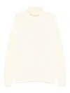 Givenchy Ribbed High Neck Sweater With Embossed Logo Detail In Neutral