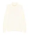 Givenchy Ribbed High Neck Sweater With Embossed Logo Detail In Neutral