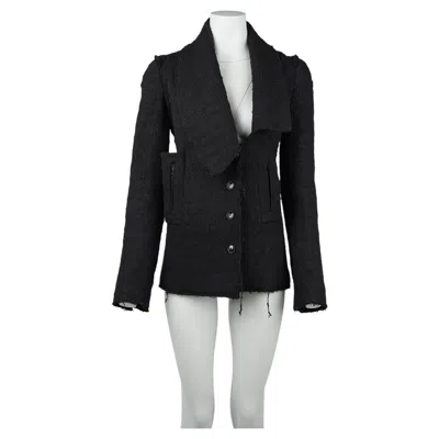 Pre-owned Givenchy Paris Winter 2006 Textured Wool Blazer With Raw Edge Finish Size 36 In Black