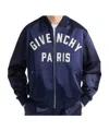 Givenchy Deep Navy Satin-finish Bomber Jacket In Blue