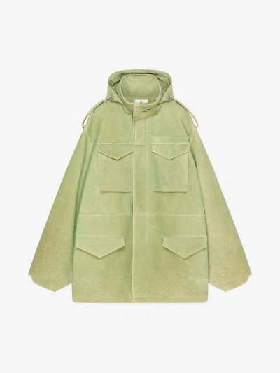Givenchy Parka In Leather In Bright Green