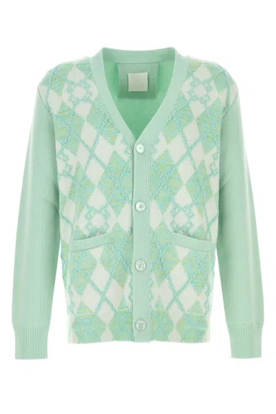 GIVENCHY PASTEL GREEN WOOL BLEND CARDIGAN