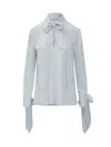 Givenchy Silk Blouse With Bow Detail And High Neck In White