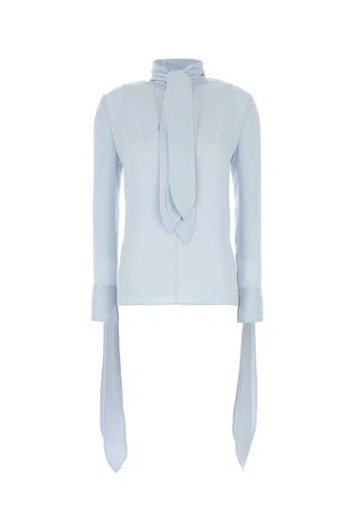 GIVENCHY PASTEL LIGHT BLUE SILK BLOUSE