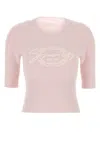Givenchy Ribbed Crewneck Knitwear Half-length Sleeves In Pink