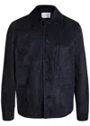 Givenchy Blue Jacket With Classic Collar And Front Pockets Insuede Man In Blue