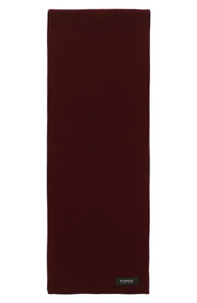 Givenchy Patch Wool & Silk Scarf In Burgundy