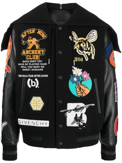 Givenchy Patchwork Hooded Varsity Jacket In Multi