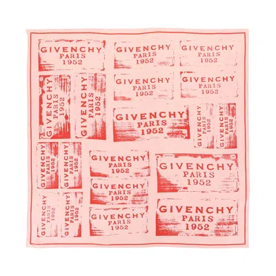 Pre-owned Givenchy Patchwork Stamp Silk Scarf 'light Pink Vermillion' | Women's Size Onesize