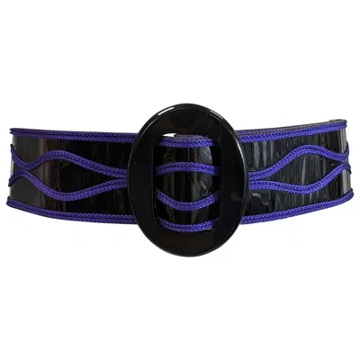Pre-owned Givenchy Patent And Soutache Belt In Black