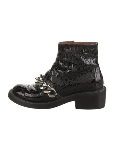 Pre-owned Givenchy Patent Leather Animal Print Boots In Black