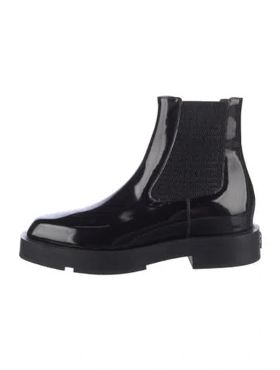 Pre-owned Givenchy Patent Leather Chelsea Boots In Black