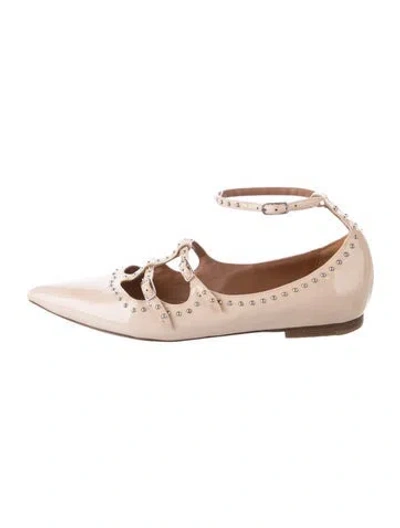 Pre-owned Givenchy Patent Leather Cutout Accent Ballet Flats In Neutrals