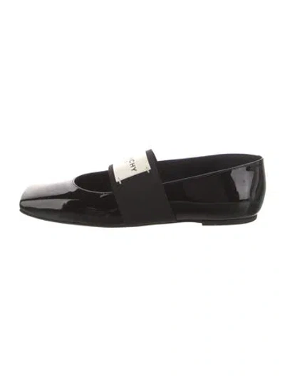 Pre-owned Givenchy Patent Leather Graphic Print Mary Jane Flats In Black
