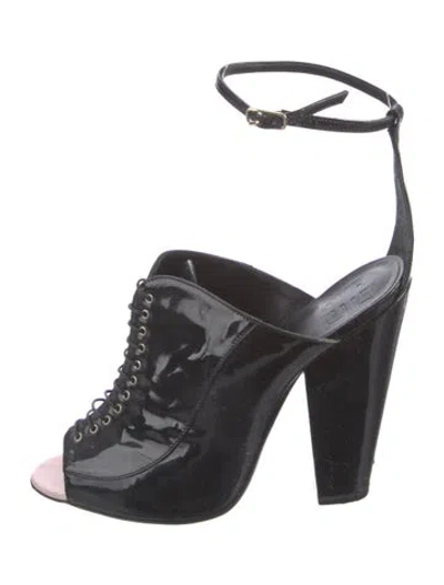 Pre-owned Givenchy Patent Leather Lace-up Boots In Black