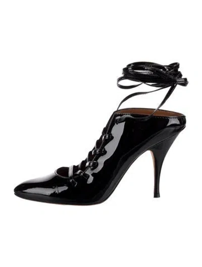 Pre-owned Givenchy Patent Leather Mules In Black
