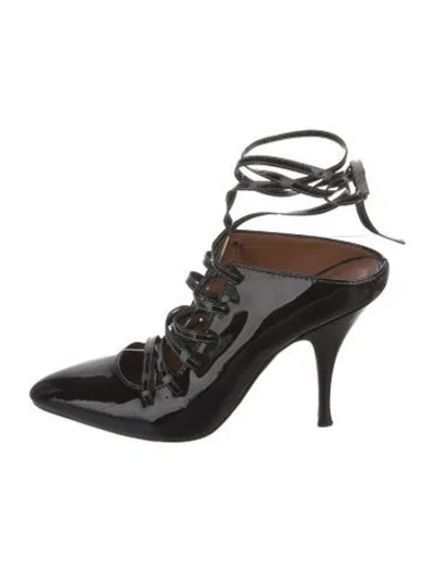 Pre-owned Givenchy Patent Leather Mules In Black