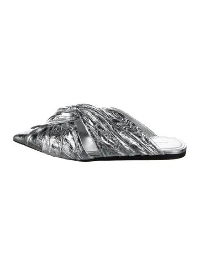 Pre-owned Givenchy Patent Leather Mules In Silver