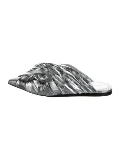 Pre-owned Givenchy Patent Leather Mules In Silver