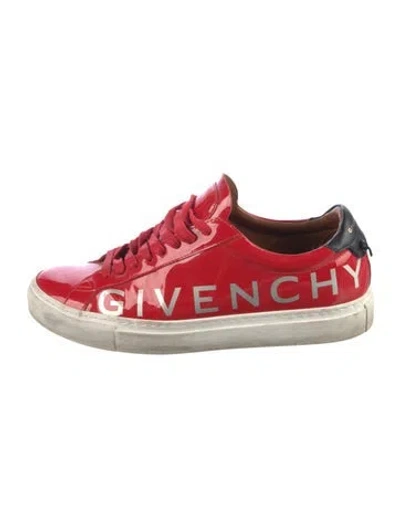 Pre-owned Givenchy Patent Leather Printed Sneakers In Red