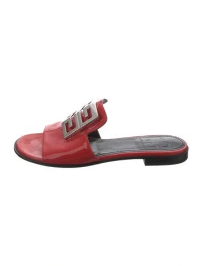 Pre-owned Givenchy Patent Leather Slides In Red