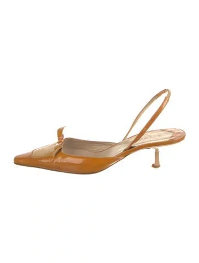 Pre-owned Givenchy Patent Leather Slingback Pumps In Neutral