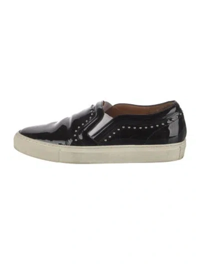Pre-owned Givenchy Patent Leather Studded Accents Loafer Sneakers In Black