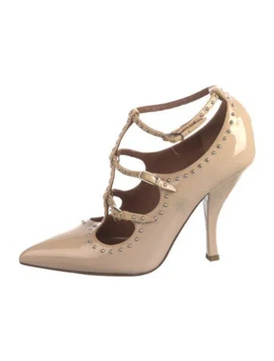 Pre-owned Givenchy Patent Leather Studded Accents Pumps In Neutral