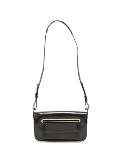 Pre-owned Givenchy Patent-leather Flap Shoulder Bag In Black