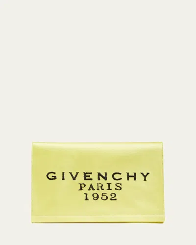 Givenchy Pattern Pochette In Satin With Logo Embroidery In Yellow