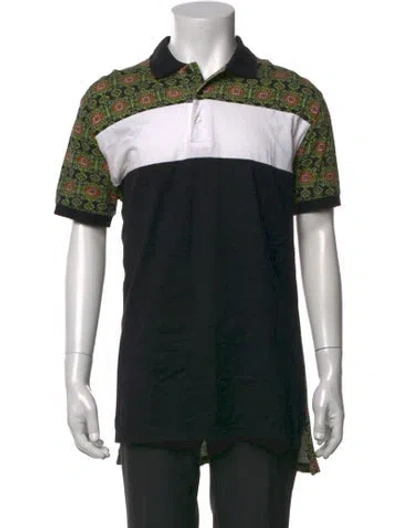 Pre-owned Givenchy Patterned Collar Polo Shirt In Black