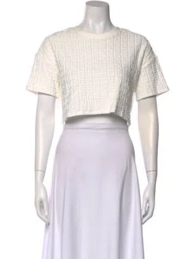 Pre-owned Givenchy Patterned Crew Neck Crop Top In White