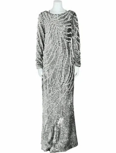 Pre-owned Givenchy Patterned Evening Gown W/ Tags In Silver