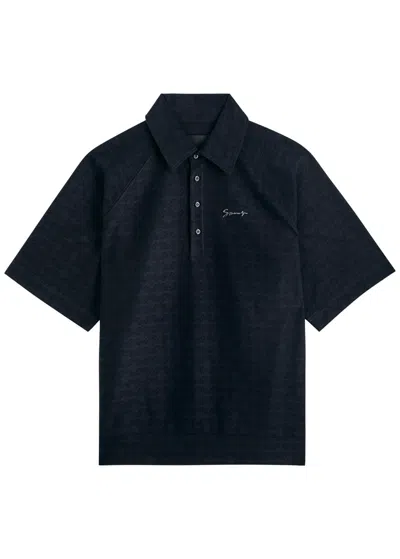 Givenchy Patterned-intarsia Cotton Polo Shirt In 006-black/navy