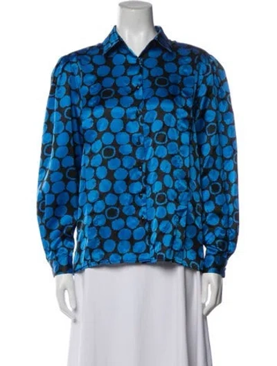 Pre-owned Givenchy Patterned Long Sleeve Top In Blue