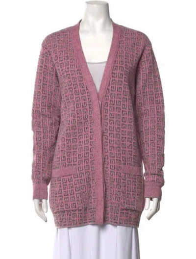 Pre-owned Givenchy Patterned Open Front Sweater In Pink
