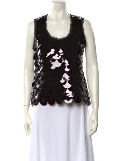 Pre-owned Givenchy Patterned Scoop Neck Top W/ Tags In Black