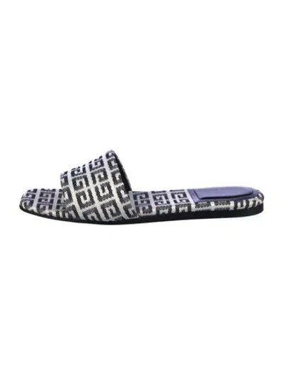 Pre-owned Givenchy Patterned Slides In Silver