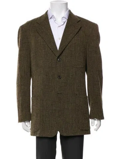 Pre-owned Givenchy Patterned Wool Blazer In Green