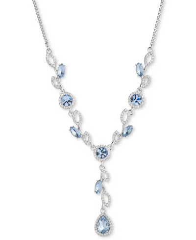 Givenchy Pave & Blue Crystal Lariat Necklace, 16" + 3" Extender In Grotto Blu