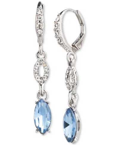 Givenchy Pave & Color Crystal Double Drop Earrings In Grotto Blu