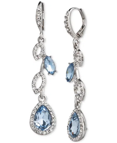 Givenchy Pave & Color Crystal Linear Drop Earrings In Grotto Blu