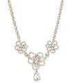 GIVENCHY PAVE & CRYSTAL FLOWER STATEMENT NECKLACE, 16" + 3" EXTENDER