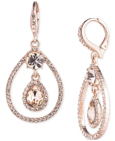 Givenchy Pave & Pear-shape Crystal Orbital Drop Earrings In Cameo Pink