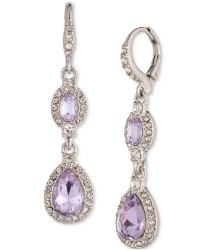 Givenchy Pave & Stone Halo Double Drop Earrings In Purple
