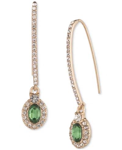 Givenchy Pave & Stone Oval Halo Threader Earrings In Lt,pas Grn
