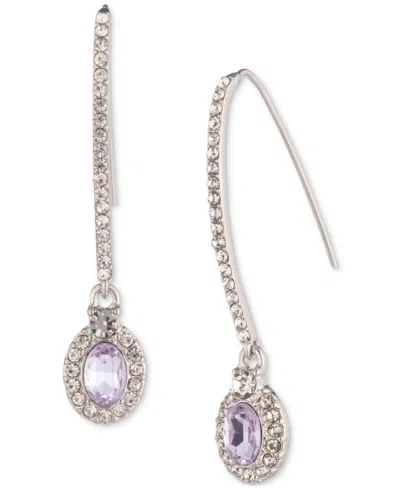 Givenchy Pave & Stone Oval Halo Threader Earrings In Purple