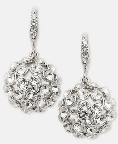 Givenchy Pave Cluster Drop Earrings In White