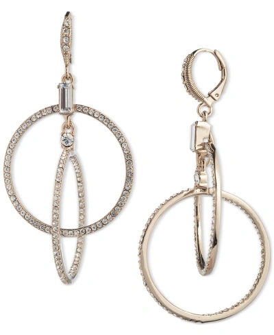 Givenchy Pave Crystal Orbital Hoop Mismatch Drop Earrings In Gold